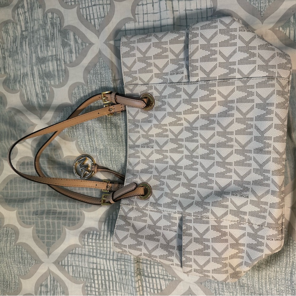 Michael Kors Gray and Tan Patterned Tote